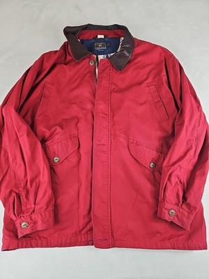 VTG Chaps Ralph Lauren Mens Jacket Aztec XL Red Canvas Barn Chore Coat Ranchwear