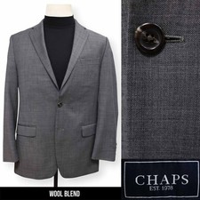 CHAPS mens solid gray WOOL BLEND sport coat suit jacket blazer 40 R