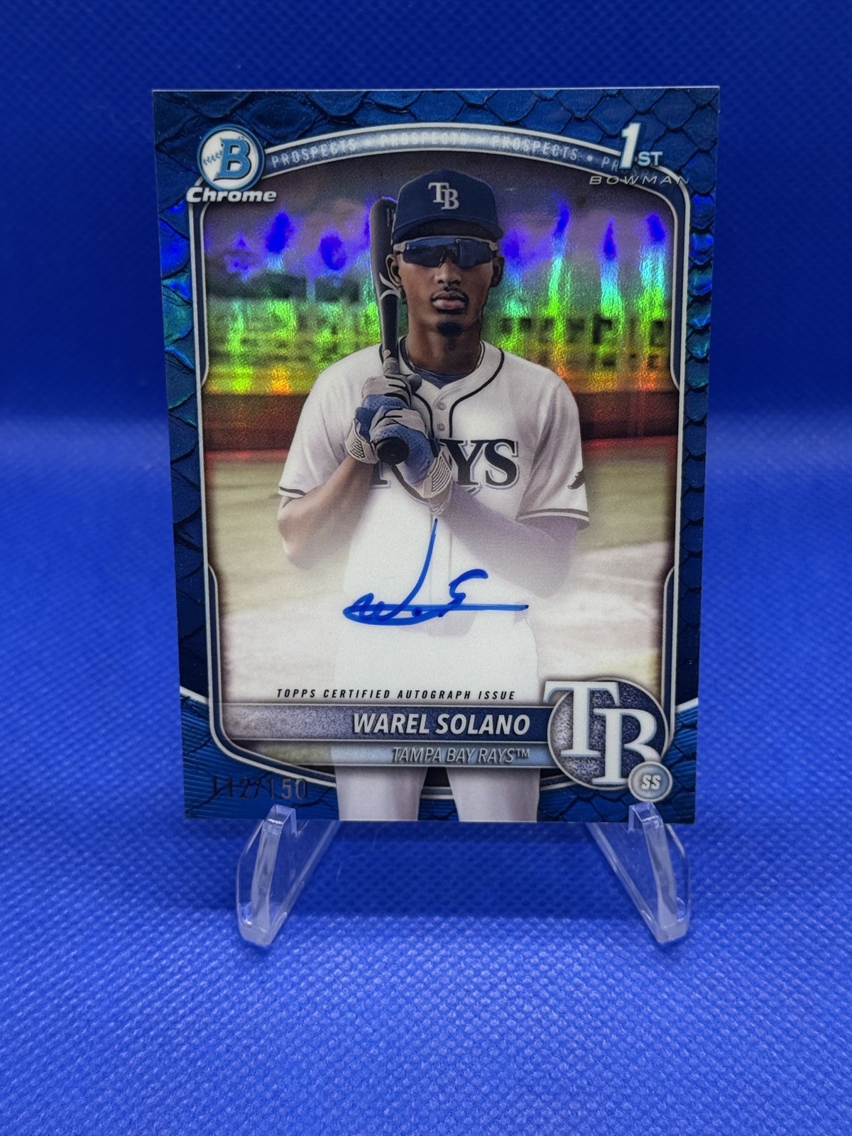 2025 Bowman Chrome- 1st Bowman Auto - Warel Solano - Blue Reptilian /150