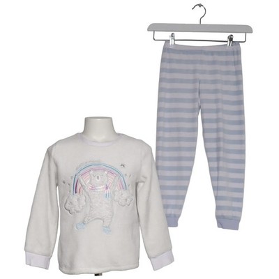Pyjama, Größe: 128, Weiß/Blau/Mehrfarbig, Streifen, Fleece #wCb
