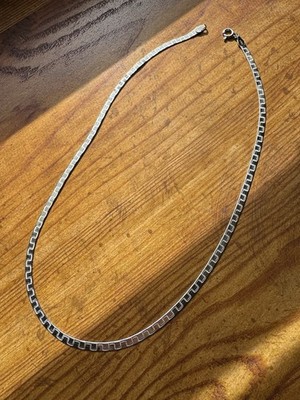Sterling Silver 925 Greek Key Chain Necklace 18'' Herringbone