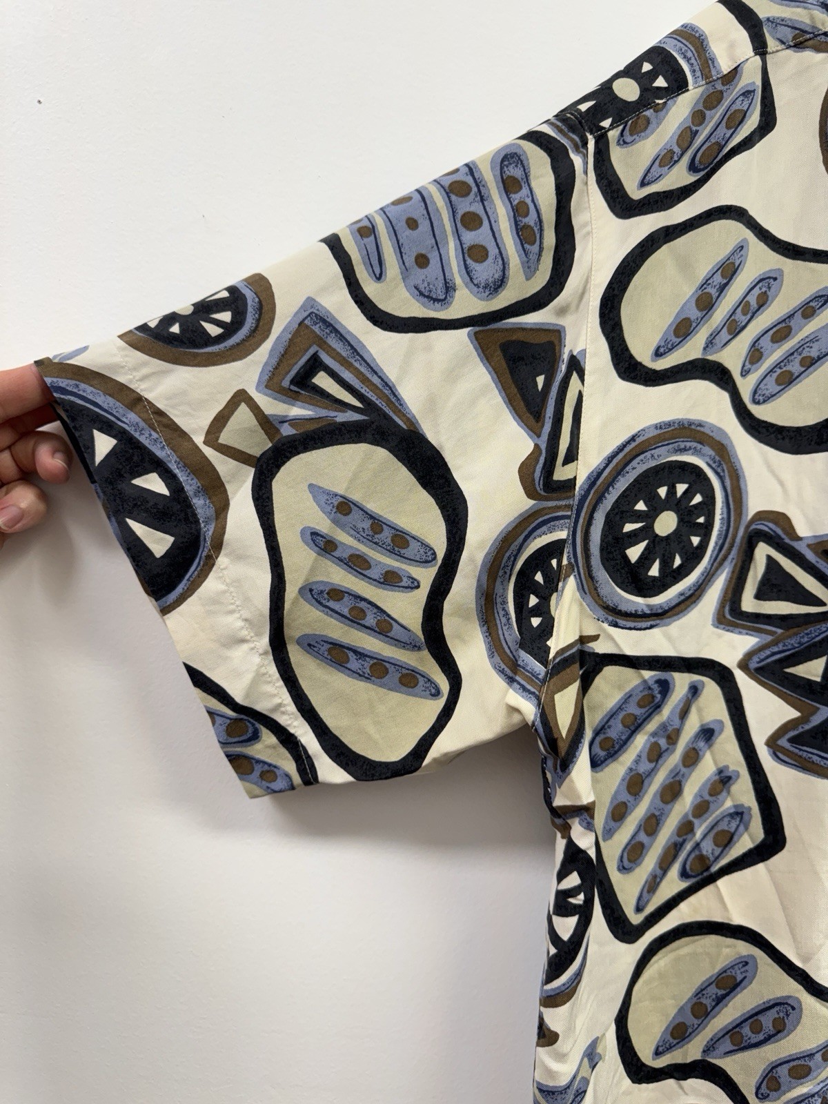 Basic Elements 100% Silk Button Up Geometric Shap… - image 5