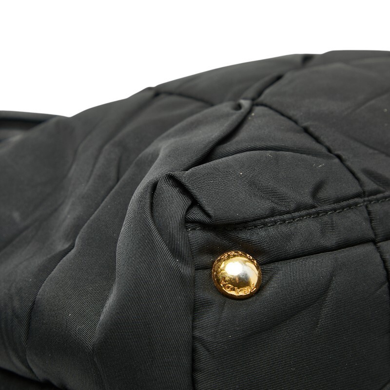 Prada Plate Shoulder Bag Nylon Leather Black Women Used Authentic thumbnail 7
