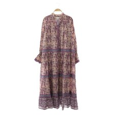 Sara Mallika 25AW Cotton Jacquard Flower Print Frill Dress S Purple Excellent