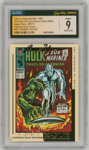 CGC SS 9 Marvel Incredible Hulk SIGNED Roy Thomas Art Card Tales to Astonish #93 - Picture 1 of 2