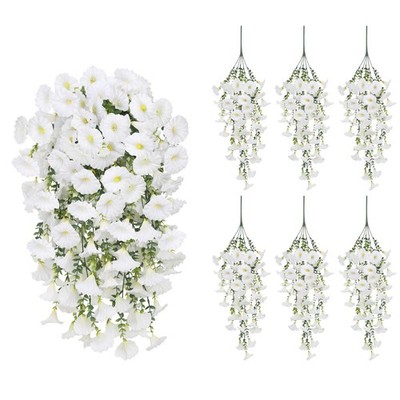 6PCS Morning Glory Artificial Flowers for Outdoor, UV Resistant Fake Plastic ...