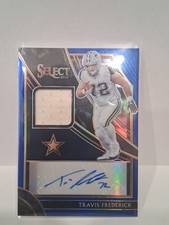 2019 Select Travis Frederick Jersey Auto Blue Prizm #63/75 Dallas Cowboys