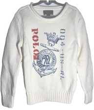 Polo Ralph Lauren Pullover Cable Knit 100 Cotton Sweater Girls Ivory Sz 5 NWOT