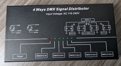 DMX124 Signal Distributor 4 Channel For DMX512 LED Strip Lights or DMX512 Decode