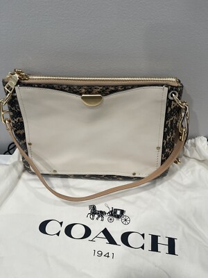Coach 54162 Dreamer Shoulder Bag With Snakeskin Leather Chalk
