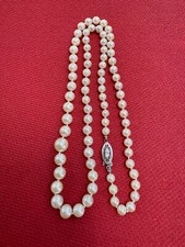 Vintage Cultured Graduated Fresh Water Pearl Necklace, 19" 14k Gold Clasp