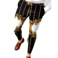 Printing Men's Straight Tousers Pencil Casual Pants Slim Fit Skinny Sport Chic