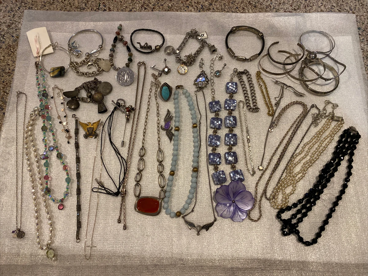Sterling Silver 925 Jewelry Lot with Stones Wear or Scrap 646g