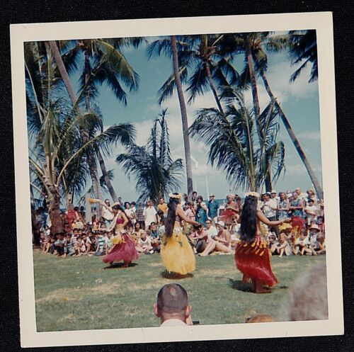 Vintage Photograph Beautiful Hawaiian Dancers Performing For Audience