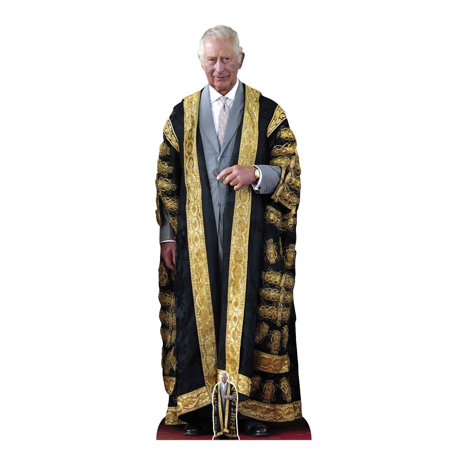 King Charles III Gold Robe Lifesize Cardboard Cutout Coronation with Free Mini