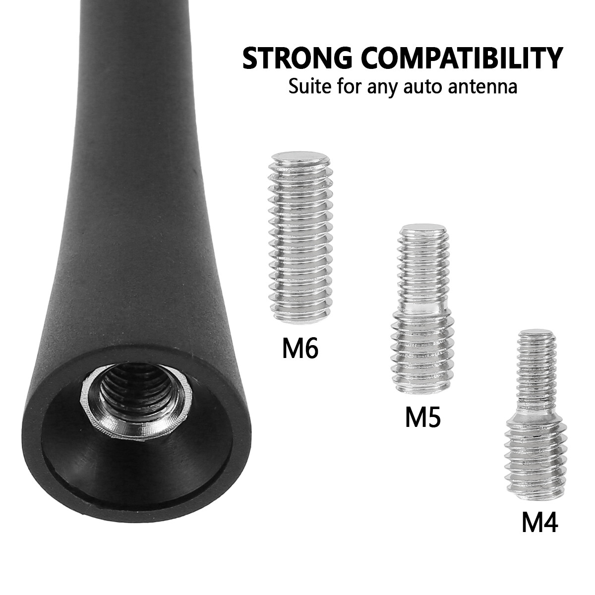Short Car Radio Antenna 7.28'' Aerial Universal Adapter Screws M4 M5 M6
