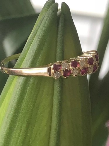 14KT YELLOW GOLD PYRAMID RING WITH REAL DIAMONDS AND GENUINE RUBY SIZE 7 - Picture 6 of 20