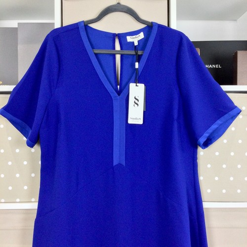 Phase Eight Studio 8 Dress Size 16 Cobalt Blue A Line V Neck Francesca NEW - Picture 5 of 19