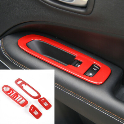 4x Car Red Door Armrest Window Lift Switch Cover Trim for Jeep Compass 2017-2020