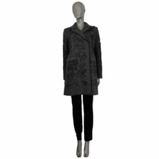 60094 auth PRADA dark grey wool EMBELLISHED LIMITED EDITION Coat Jacket S