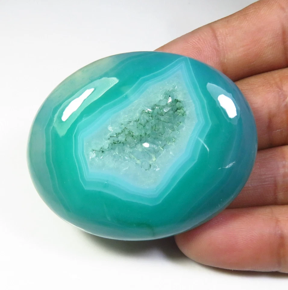 Window Oval Green Agate Gemstone 51x41 mm Natural Onyx Geode Druzy Cabs OD-1257 - Image 4 of 4