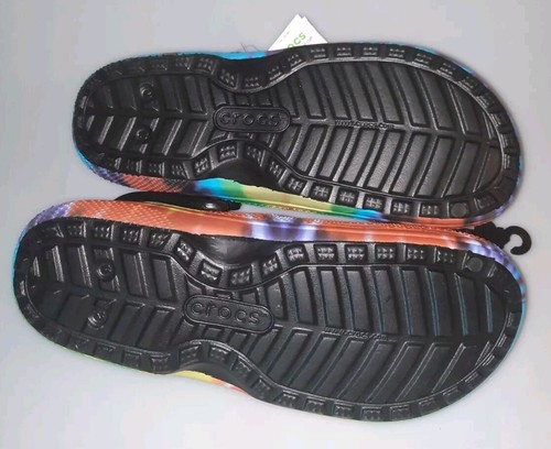 Crocs Rainbow Tie Dyed Swirl Faux Fur Lined Clogs Men's Size: 12 - FAST SHIP - Picture 6 of 8