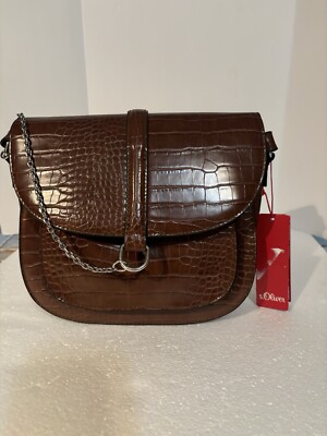 s.Oliver Women s Crossbody City Bag,Purse, w Clasp, Idony Series,Crocodile Brown