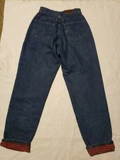 Vtg LL Bean Plaid lined Double L Mom Jeans High Waist hipster 28x32 USA made.