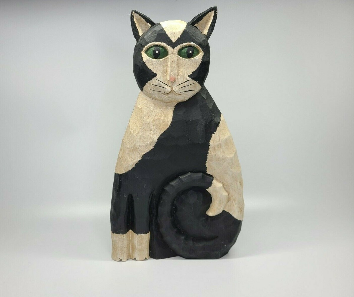 CARVED WOOD CAT THE BOYDS COLLECTION SIGNED J. Dudley Hand