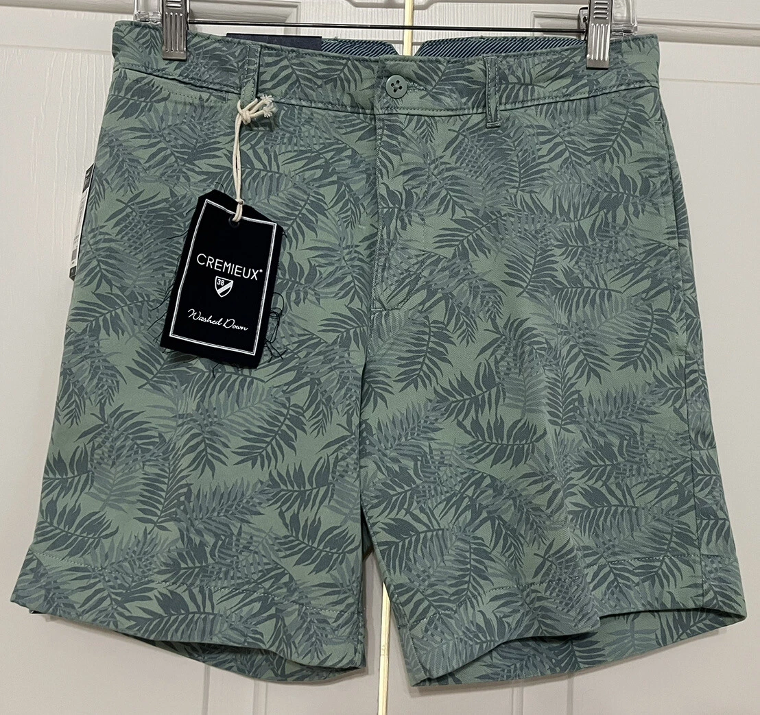 NWT Cremieux size 29 granite green floral chino shorts mens $69
