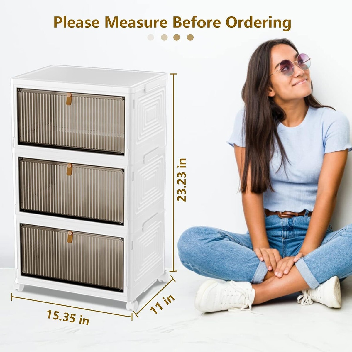 Tier Folding Plastic Storage Bins Stackable Box Containers w