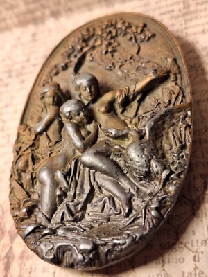 Vintage Belt Buckle Figural Leda and the Swan. Mythology 3D 