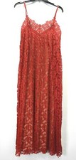 Little Mistress Womens Red Lace Black Adjustable Spaghetti Strap Slip Dress 6