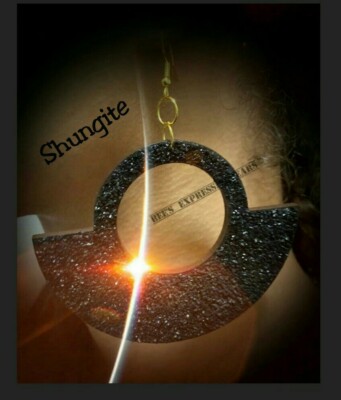   7cm - UNIQUE shaped Shungite Coated Earrings by -Bees Expressive Ears
