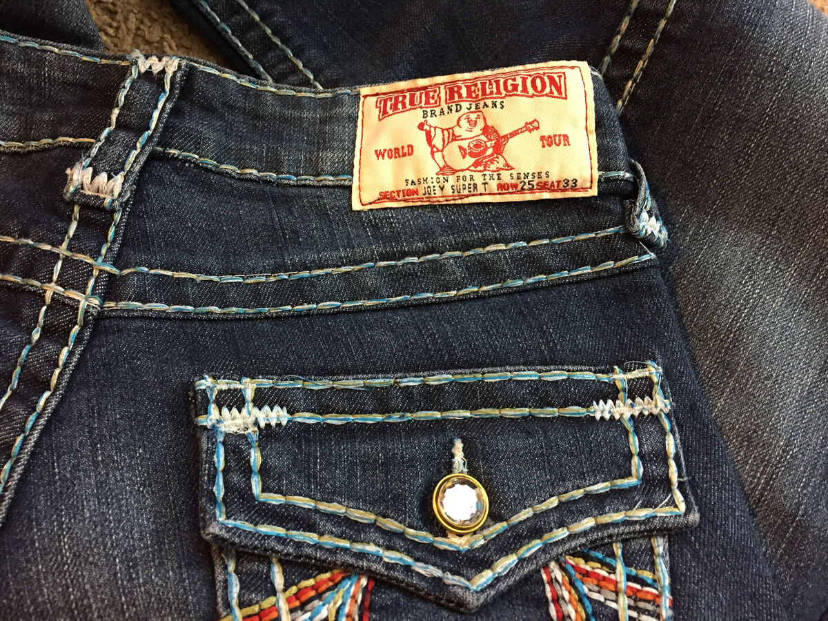 TRUE RELIGION Jeans 25 Rainbow Pocket USA Joey Super T TRUE RELIGION Jeans 25 Rainbow Pocket USA Joey Super T