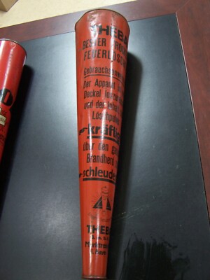 EMPTY RARE THEBA GERMAN Antique Fire Extinguisher Metal Tube   UNIQUE  NOT GLASS