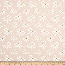 Michael Miller Fabric, Wee Sparkle BOWS Confection Pink, Metallic, Cotton Fabric