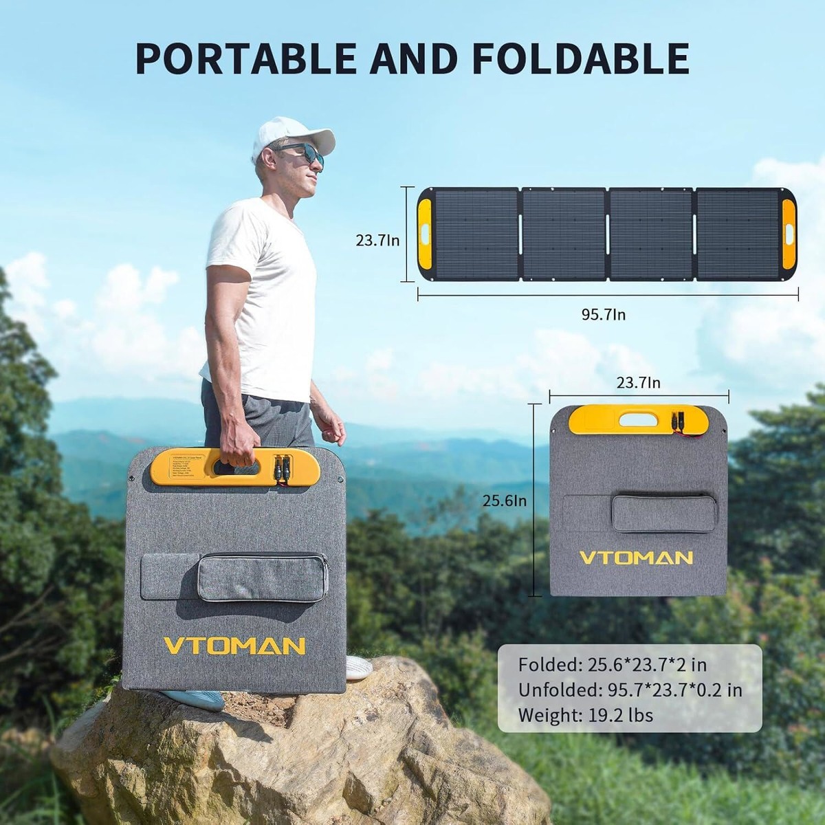 VTOMAN 110W/200W/400W Portable Solar Panel 23% Efficiency Foldable