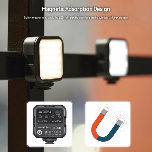 4X Godox LED6R 6Ws RGB LED Video Light Lamp 3200-6500K CRI 95+ For Vlog Video - Picture 5 of 10