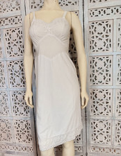 Deena Vintage Embroidered Bodice Trim Full Slip Lingerie Dress Size 34