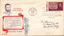 FDC USA 1947 - Joseph Pulitzer Editor Publisher of the NY Evening World - A00340
