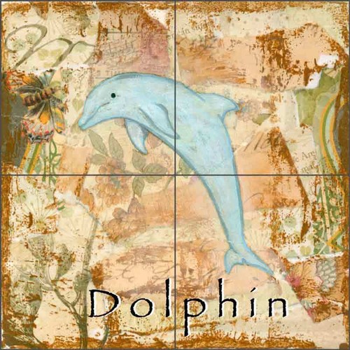 Ceramic Tile Mural Backsplash McKenna Sea Life Dolphin Undersea Art CCI-BRI254 - Picture 3 of 5