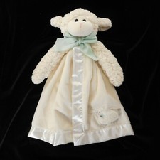 Bearington Baby Lamb Plush Lovey Toy Snuggler Ivory Satin Security Blanket Sheep