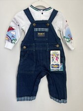 Vintage Oshkosh B'Gosh Teddy Bear Corps Set Overalls Boys 6-9 M Made USA Y2K