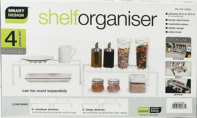 Smart Design Küche Ausziehbar Regal Organizer 4 Stück Weiß