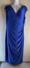 Lauren Ralph Lauren Evening Maxi Dress Womens 12 Navy Blue Draped Neck NEW NWT