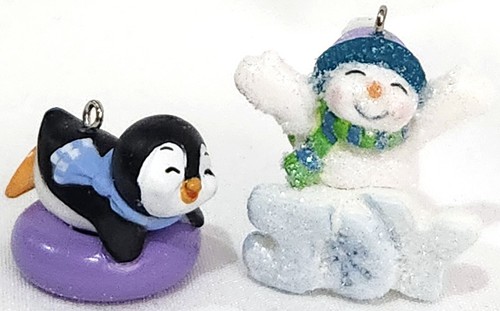Hallmark FROSTY FUN FOR YOU 2 Miniature Mini Christmas Ornaments penguin snowman - Picture 4 of 11