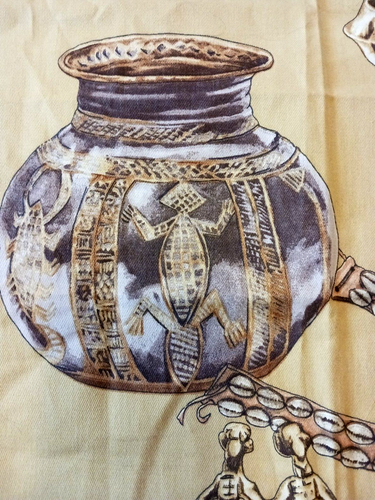 Duralee Fabric Sample 100% Cotton Twill Mustard Gold w Baskets Pots Urns 25x25" - Picture 5 of 11
