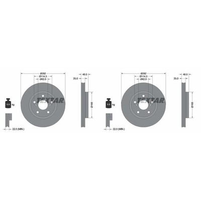 2x TEXTAR PRO BREMSSCHEIBEN 282mm INNENBELÜFTET VORNE passend für TOYOTA COROLLA
