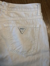 Vintage 90s Guess High Rise Jean Mom Shorts Bermuda Size 28 White Made in USA